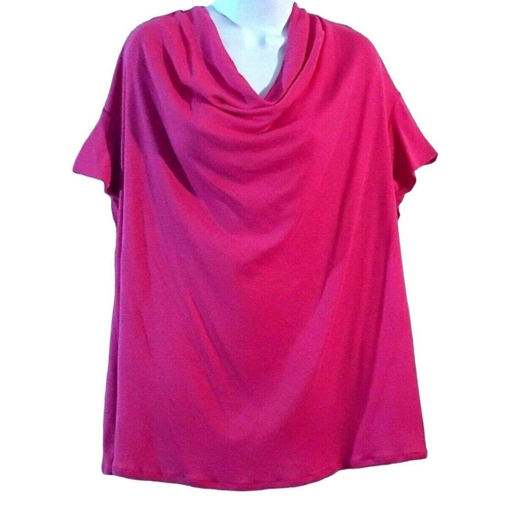 Lane Bryant Top Size 22/24 Pink Cowl Neck Short Sleeve Tab Sleeve T-shirt NEW - Picture 1 of 8